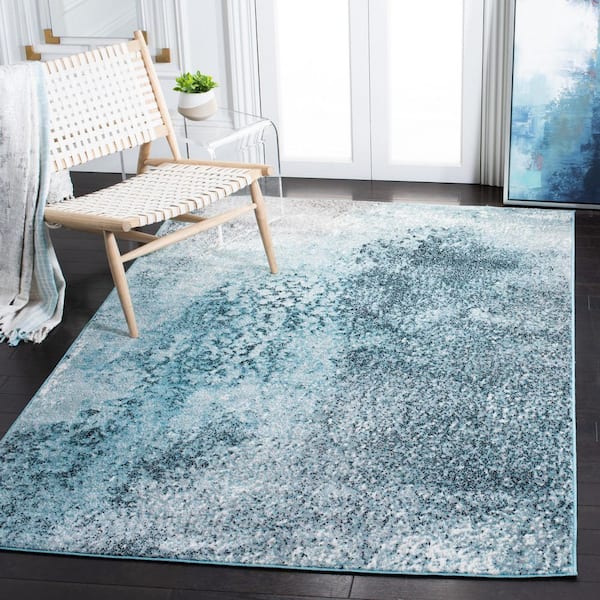 Skyler 2 ft. x 4 ft. Silver/Blue Distressed Overdyed Area Rug