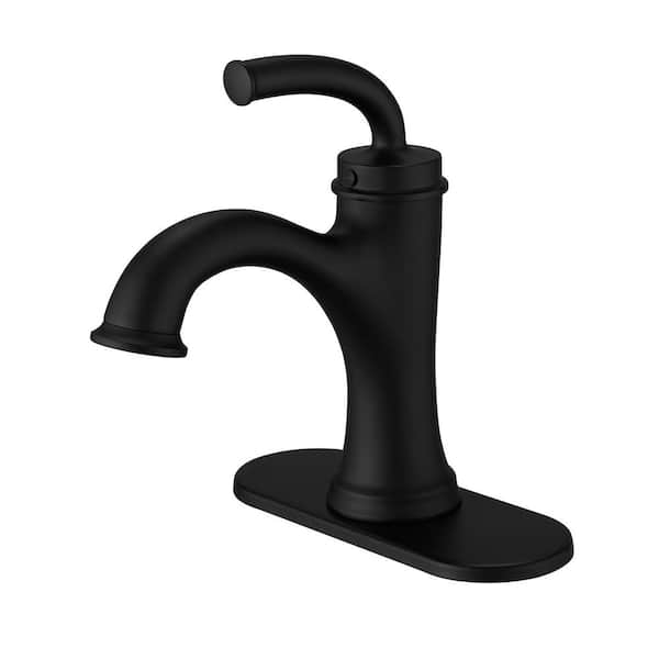 Unbranded Single Handle Single Hole Bathroom Faucet with Drain Assembly in Matte Black