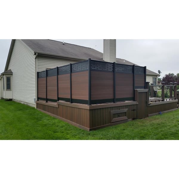 EuroFence Euro Style 6 ft. x 6 ft. Lattice Top Black Rose Aluminum/Composite Horizontal Fence Panel