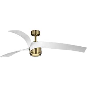 Insigna 60 in. Indoor/Outdoor Integrated LED Vintage Brass Contemporary Ceiling Fan with Remote for Living Room