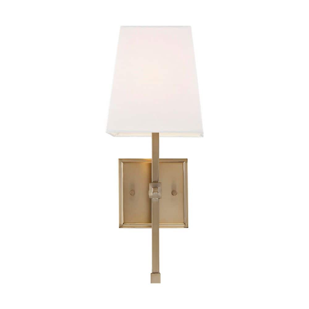 Highline 6 in. 1-Light Burnished Brass / White Vanity Light with White Linen Shade price history on PriceWatchPro