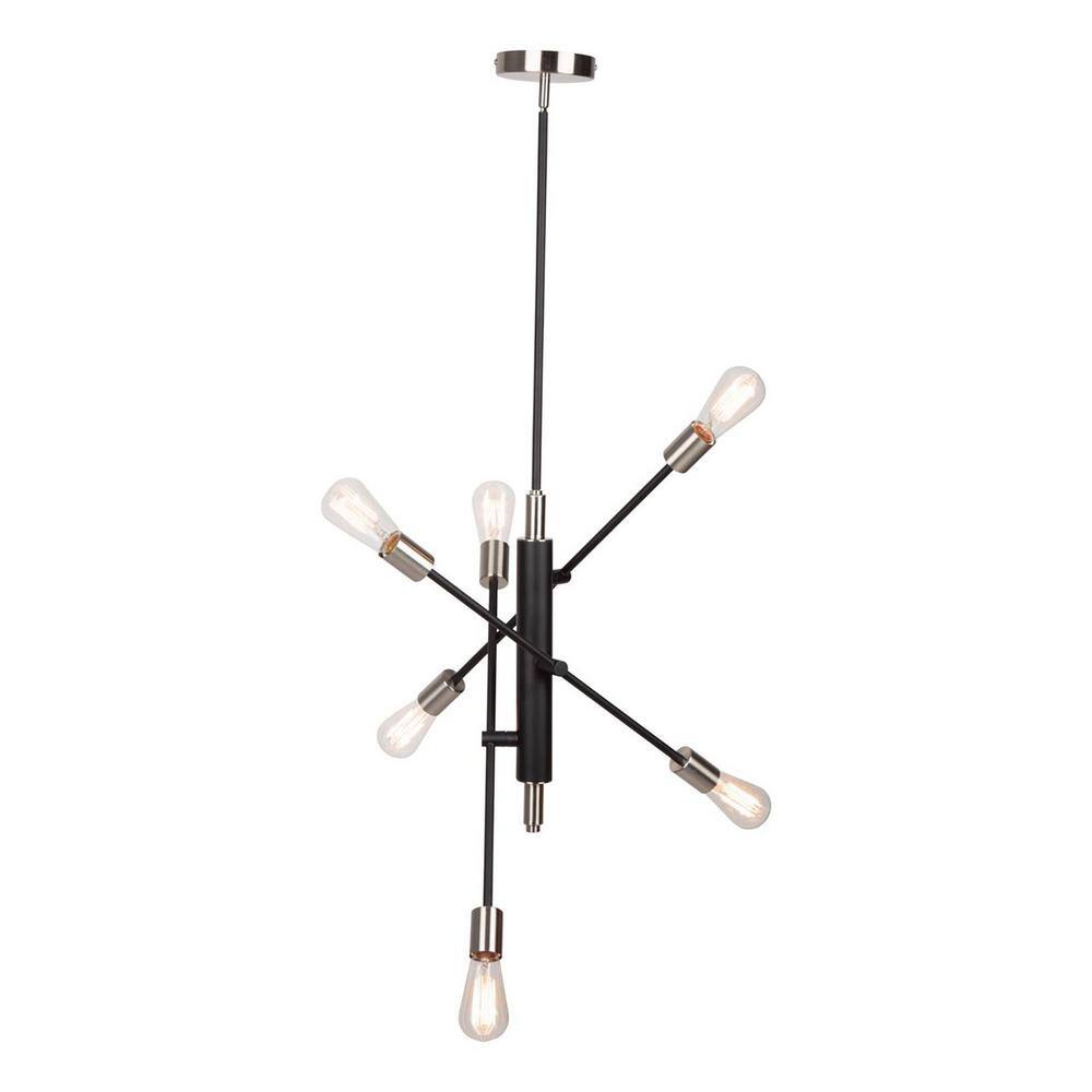 Truro 6-Light Black and Brushed Nickel Linear Pendant