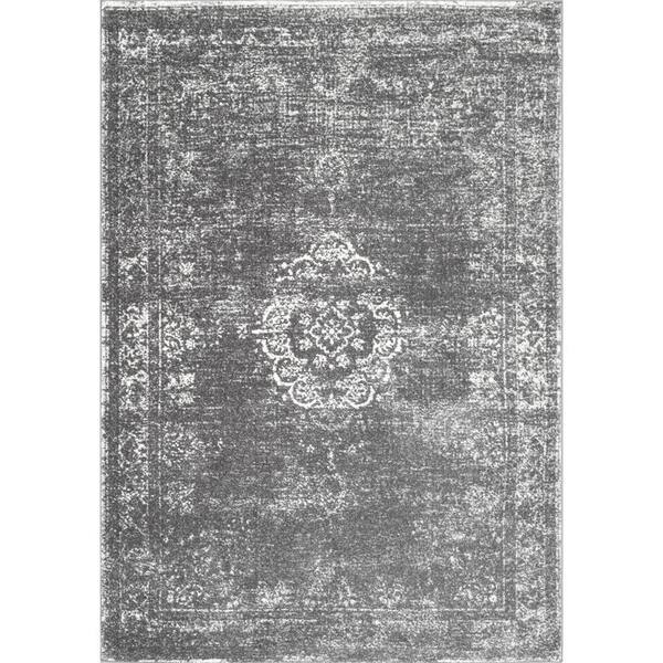 nuLOOM Tanja Overdyed Medallion Gray 9 ft. x 12 ft. Area Rug