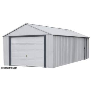 Murryhill 14 ft. W x 31 ft. D 2-Tone Gray Steel Garage and Storage Building with Side Door and High-Gable Roof