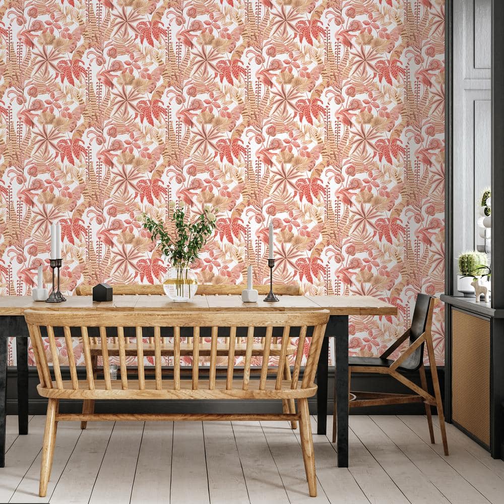 Pink Sunset Tropical Flamingo Peel and Stick Wallpaper Roll
