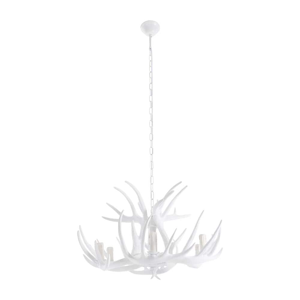 6-Light White Vintage Antler Chandelier for Living Room Cafe Dining Room with No Bulbs Included price history on PriceWatchPro