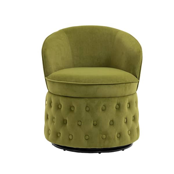 HOMEFUN Contemporary Green Velvet upholstered Swivel Barrel Chair