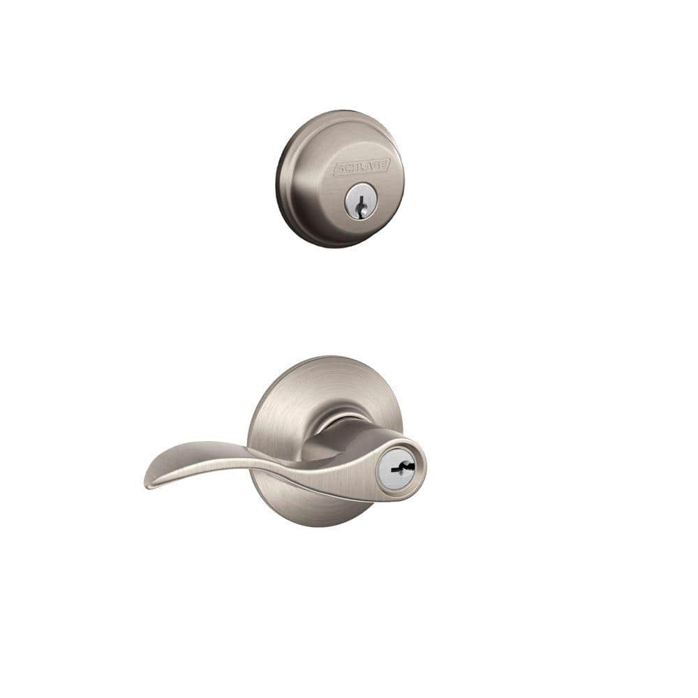 Schlage Accent Satin Nickel Single Cylinder Deadbolt and Entry Door Handle  Combo Pack FB50N V ACC 619 - The Home Depot