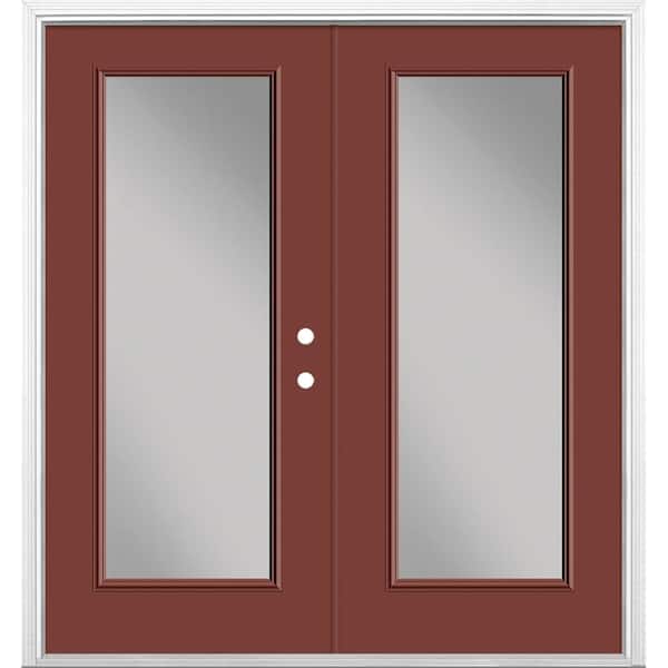 Masonite 72 in. x 80 in. Red Bluff Steel Prehung Left-Hand Inswing Full Lite Clear Glass Patio Door with Brickmold