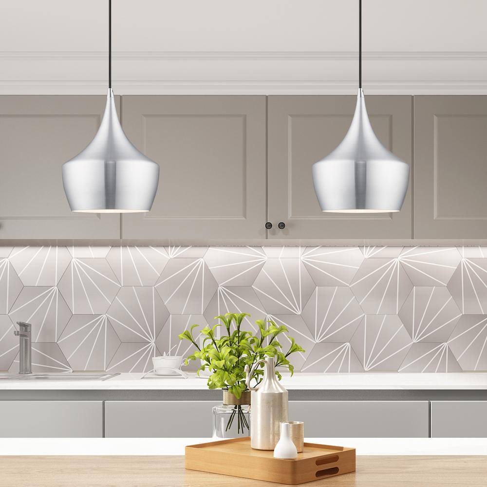 Mini Brushed Aluminum 1-Light Pendant for Indoor/Outdoor