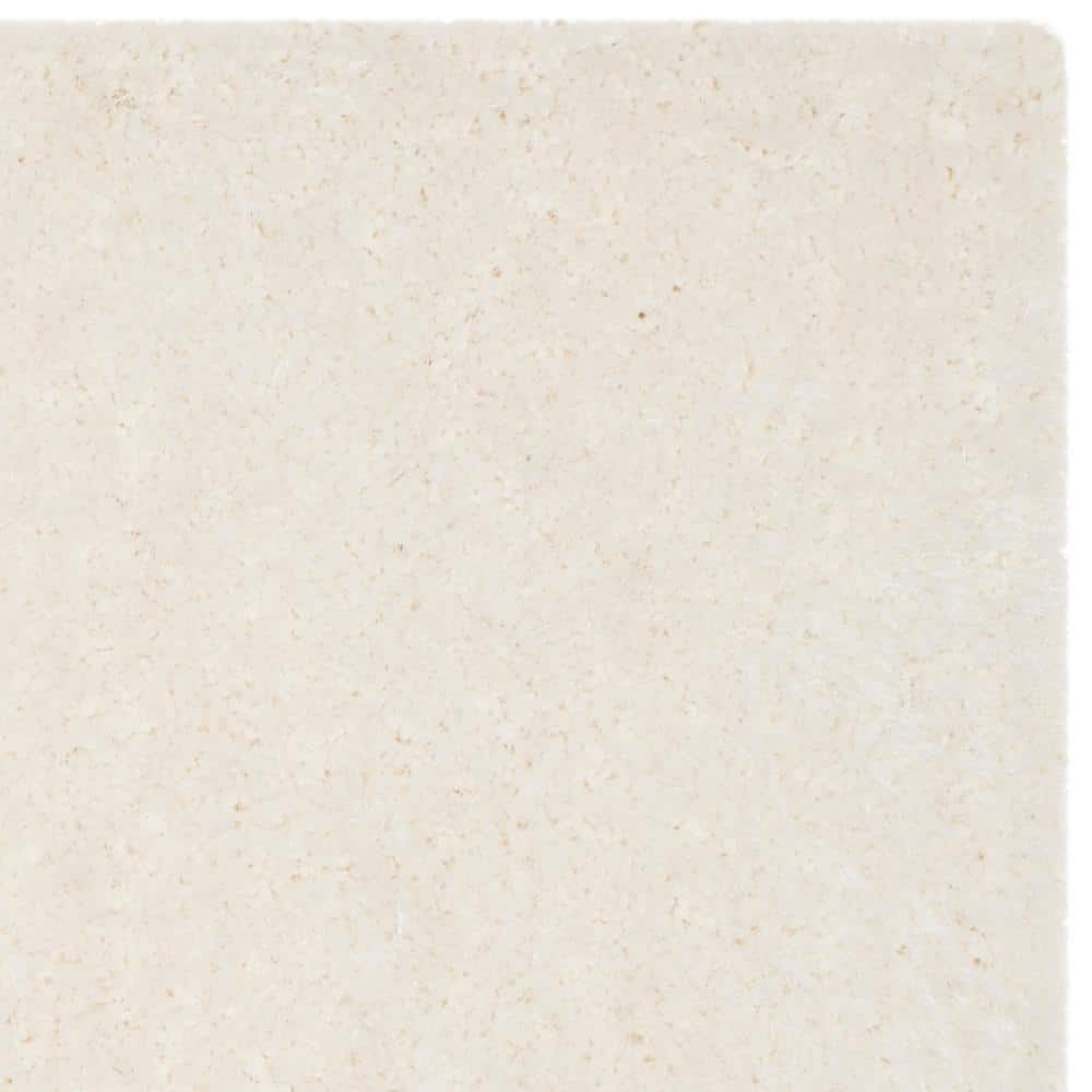 Ivory Hand-Tufted Synthetic Shag Square Area Rug, 6'x6'