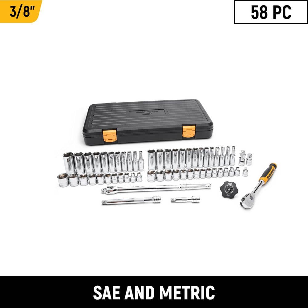 3/8 in. Drive 90-Tooth 6-Point Standard and Deep SAE/Metric Mechanics Tool Set (58-Piece) price history on PriceWatchPro