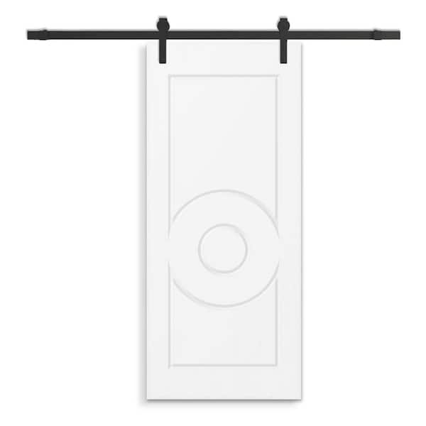 CALHOME 24 in. x 84 in. White Painted Composite MDF Paneled Interior Sliding Barn Door with Hardware Kit