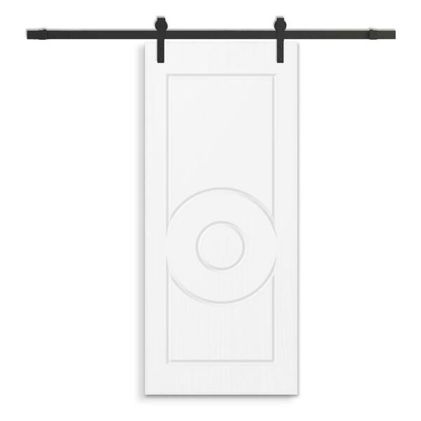 CALHOME 30 in. x 84 in. White Stained Composite MDF Paneled Interior Sliding Barn Door with Hardware Kit