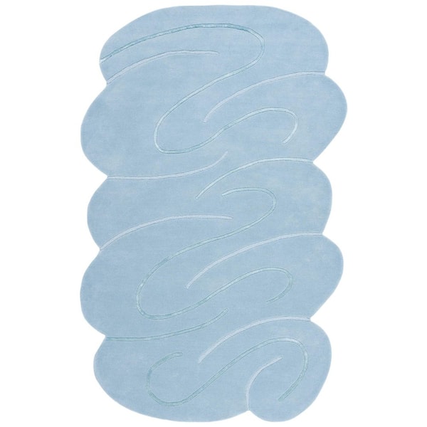 Novelty 5 ft. x 8 ft. Blue Solid Swirls Specialty Area Rug