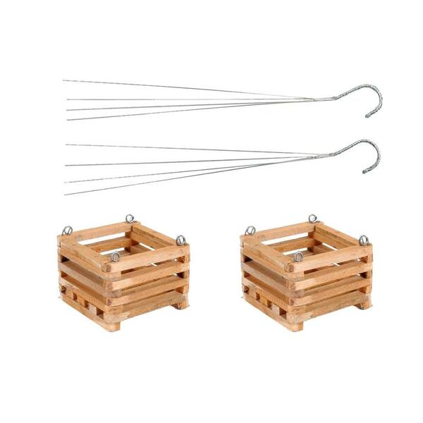 Better-Gro 6 in. Wooden Square Hanging Baskets (2-Pack)
