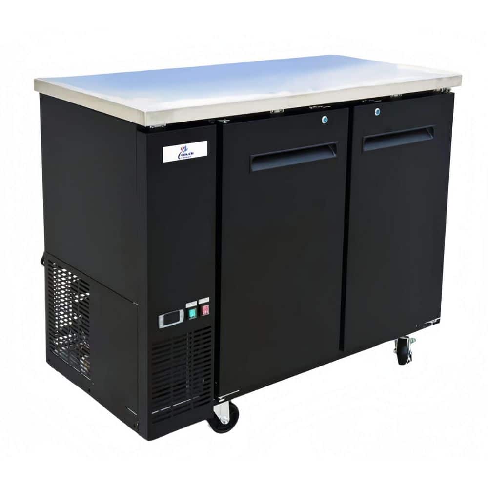 48 in. W 11.23 cu. ft. Commercial Under Back Bar Cooler Refrigerator with Glass Doors in Black