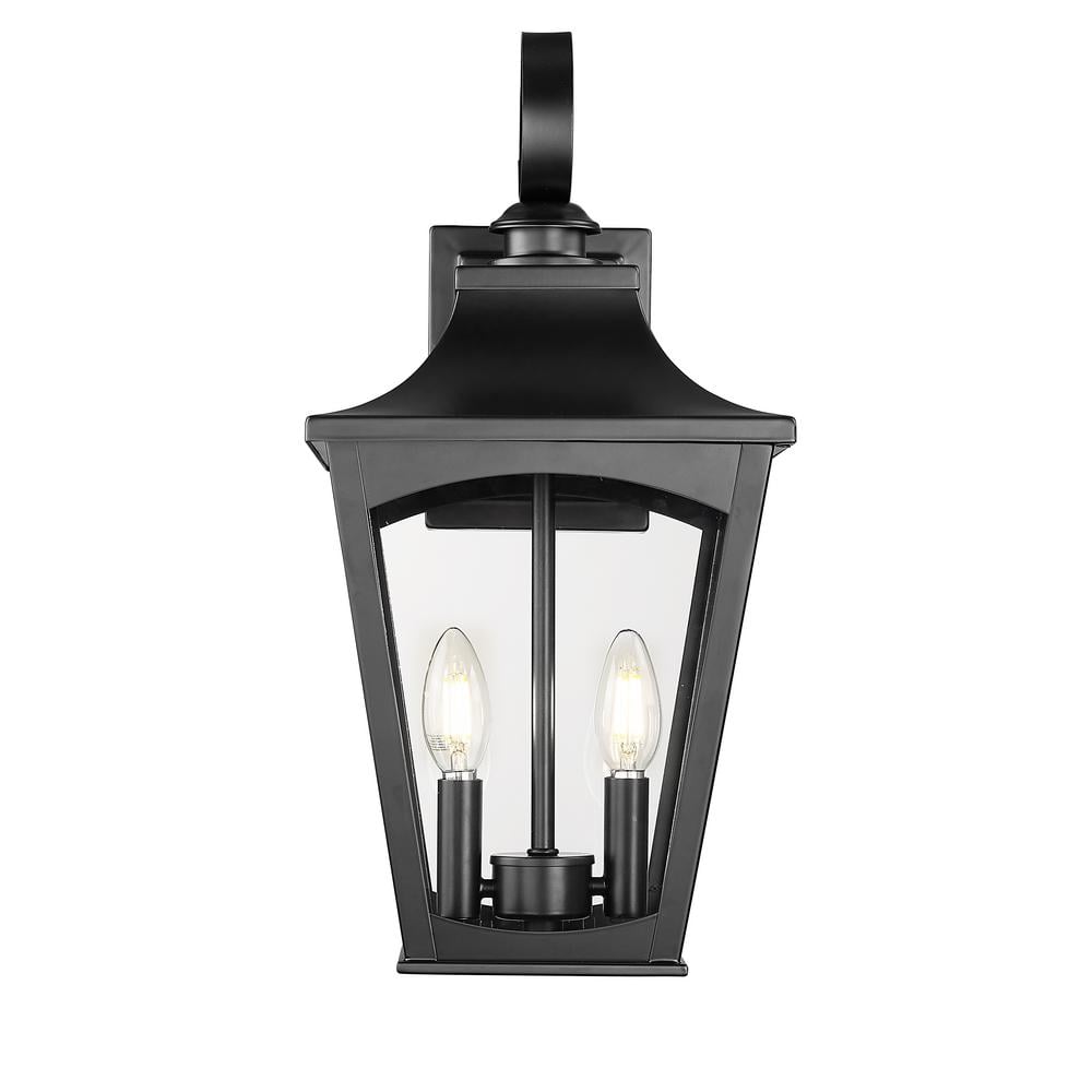 Curry 2-Light 9 in. Wide Powder Coated Black Outdoor Wall Lantern with Clear Glass price history on PriceWatchPro