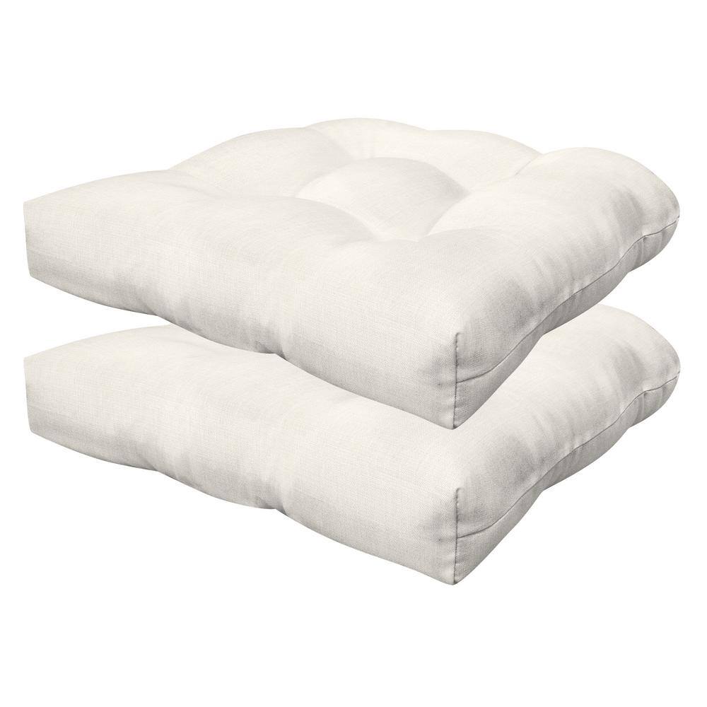 Outdoor Tufted Dining Seat Cushion Textured Solid Bone (Set of 2)