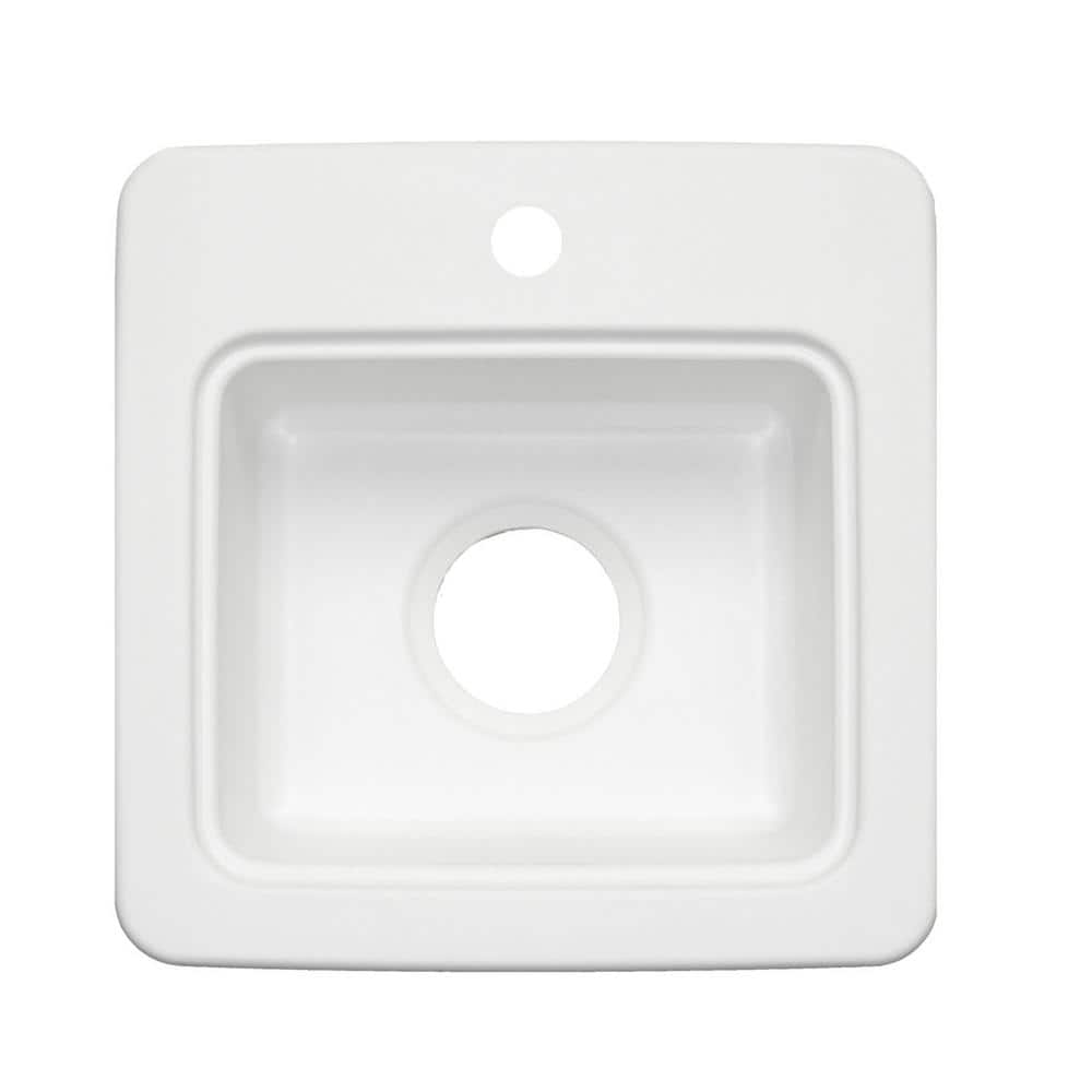Tahiti White 15'' Drop-In Square Kitchen Sink