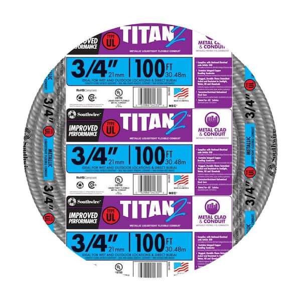 3/4 in. x 100 ft. Liquidtight Flexible Metallic Titan Steel Conduit