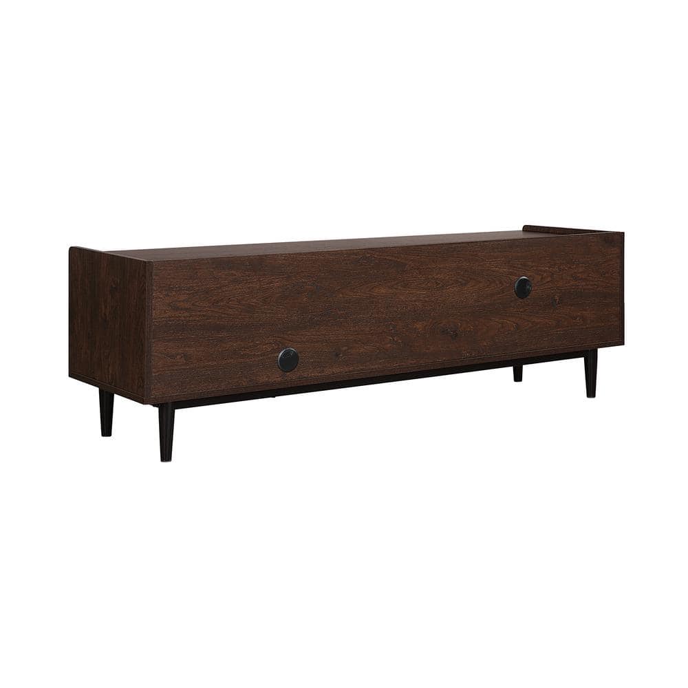 Duane Dark Brown and Navy Blue Ribbed TV Stand with Cabinet