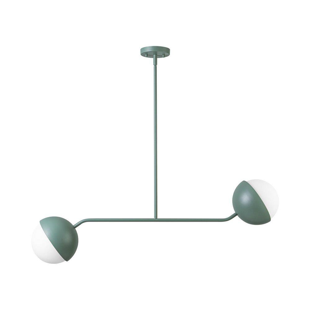 Devra 39.4 in. 2-Light Green Modern Linear Pendant Light with Opal Glass Globes price history on PriceWatchPro