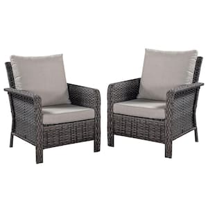 Gray PE Hand Made Wicker Outdoor Sectional Single Sofa with Comfy Cushion, Weather Resistant (2-Piece/Carton)