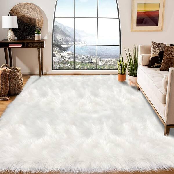 White fuzzy rug discount