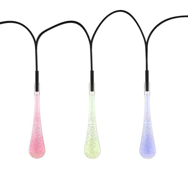 Pure Garden Outdoor/Indoor 20.5 ft. Solar Powered Teardrop Bulb LED String Lights with 30 Multi-Color Lights (2-Pack)