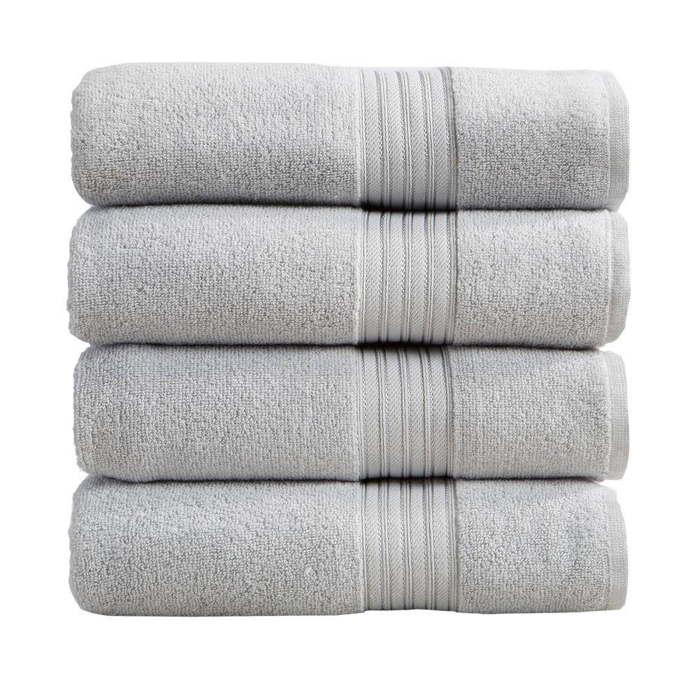 FRESHFOLDS Gray Solid 100 Cotton Bath Towel (Set of 4) EC100067 The Home Depot