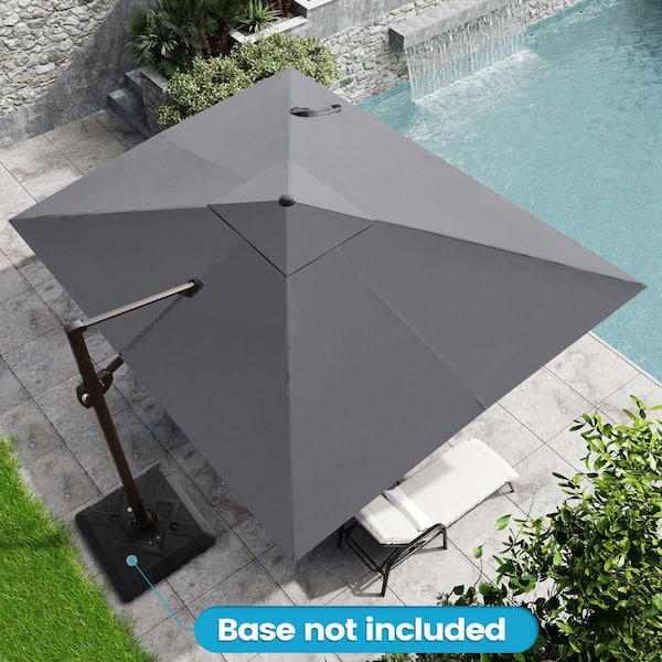 Crestlive Products 9 ft. x 11.5 ft. Outdoor Rectangular 360° Rotation Cantilever Tilt Patio Umbrella in Dark Gray