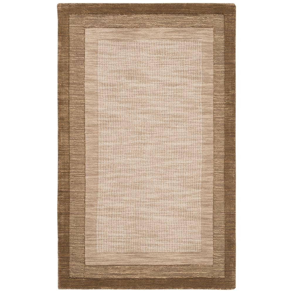 Beige and Brown Hand-Tufted Wool Area Rug