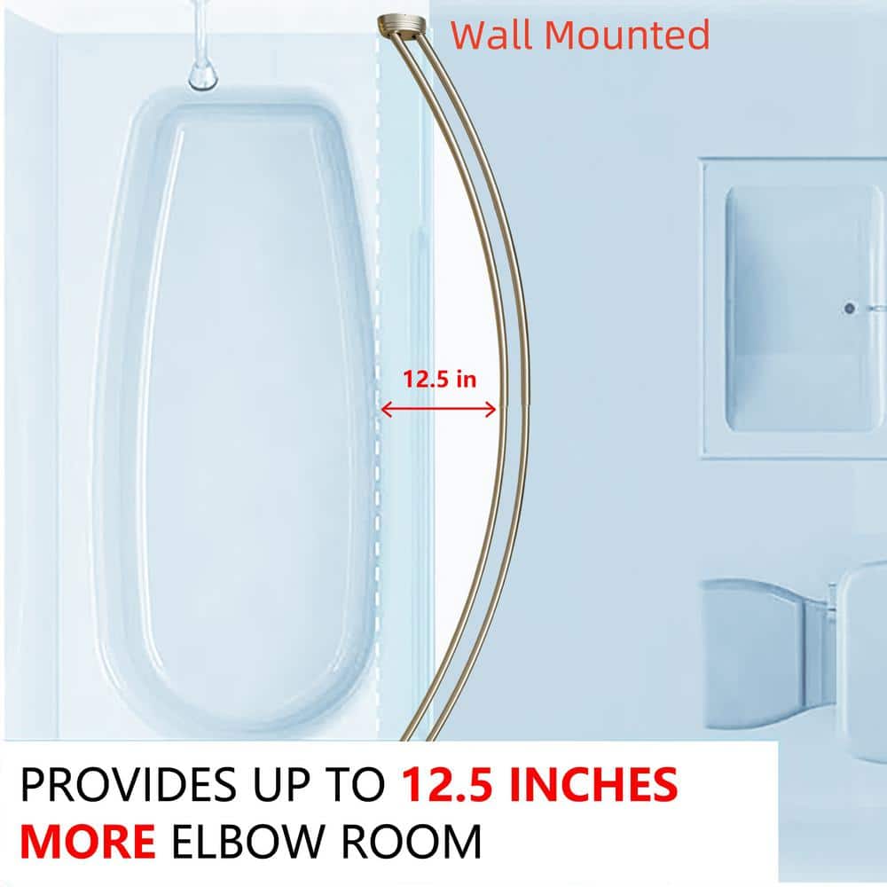 Nickel Wall Mounted Double Curved Aluminum Shower Rod