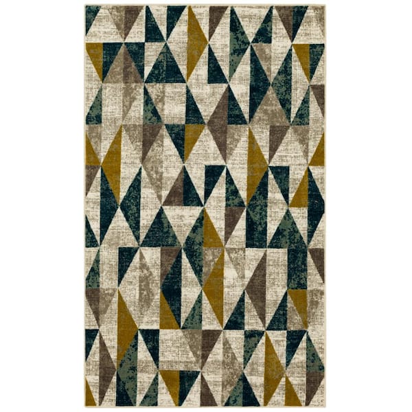 SCOTT LIVING Absolute Teal 7 ft. 6 in. x 10 ft. Geometric Area Rug
