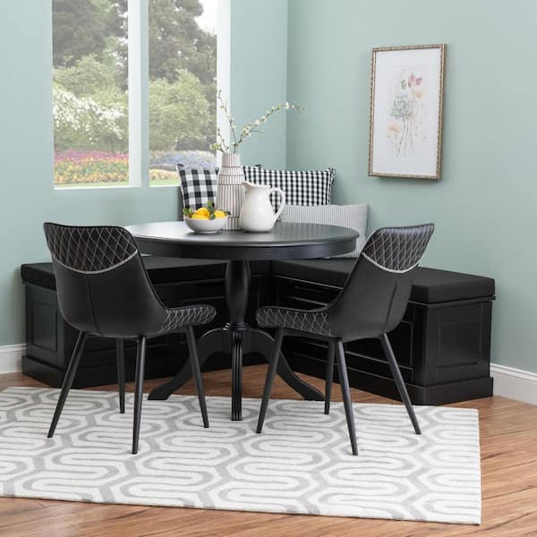 Rockhill Nook 5-Piece Round Black Wood Top Dining Room Set Seats 6