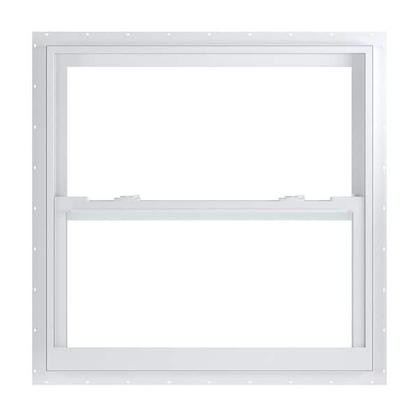 American Craftsman 35.375 in. x 35.25 in. 70 Series White Single Hung Impact LowE Argon SC Glass Vinyl Fin Window, Screen Incl