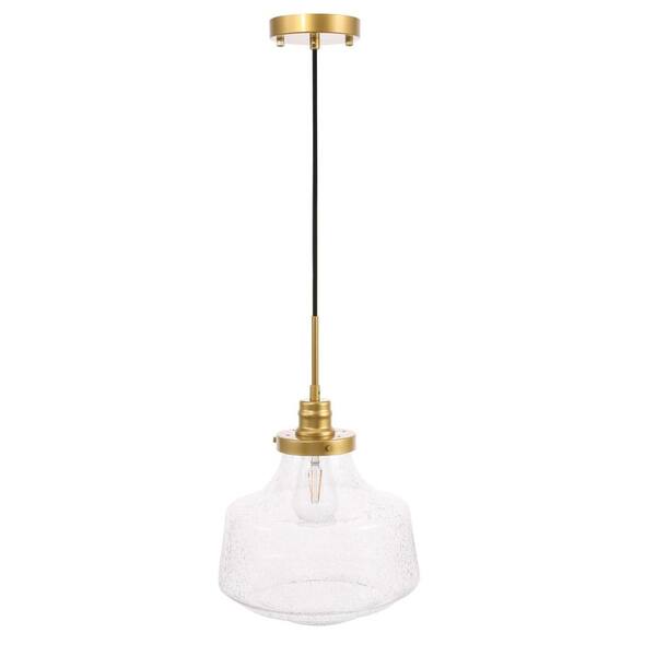 Timeless Home Liam 1 Light Brass Pendant With Clear Bubble Glass Shade Lvn12520brass The Depot Timeless Home Liam 1 Light Brass, Bubble Glass Light Shade