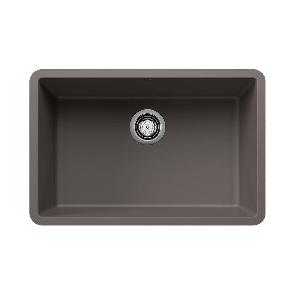 Precis Silgranit 27 in. Undermount Single Bowl Soft White Granite Composite