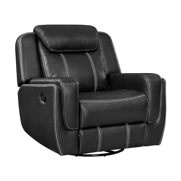 Colin Black Faux Leather Manual Swivel Glider Recliner