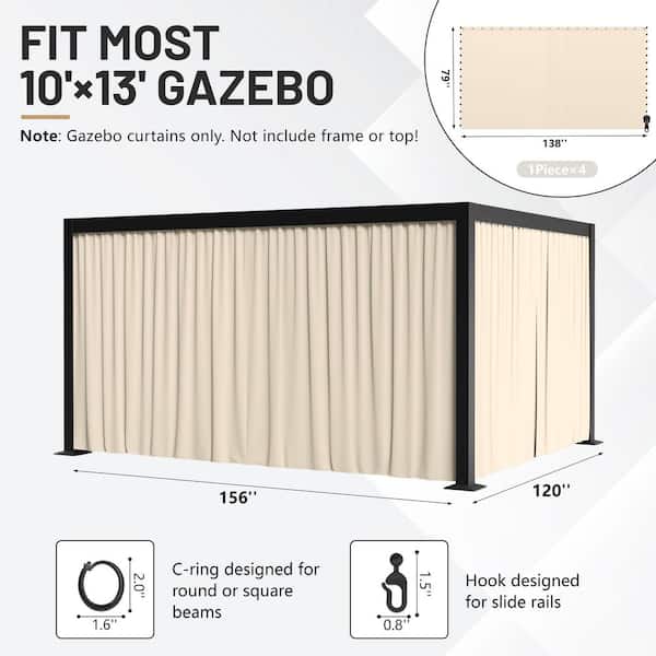 WNP 10 ft. x 13 ft. Universal Outdoor Privacy Curtains, Gazebo