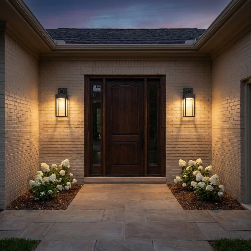 Sesha 5.75 in. W x 16 in. H LED Textured Black Hardwired Outdoor Wall Lantern Sconce with Clear/Etched White Glass price history on PriceWatchPro
