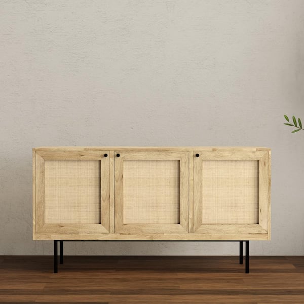 Reeves 57 in. Rectangle Contemporary Modern Sideboard Buffet in Natural