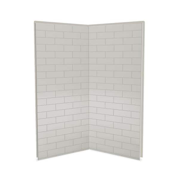 MAAX Utile Metro 36 in. W x 80 in. H Direct-to-Stud Fiberglass Shower Wall Set for Corner in Soft Grey, 2 Panels