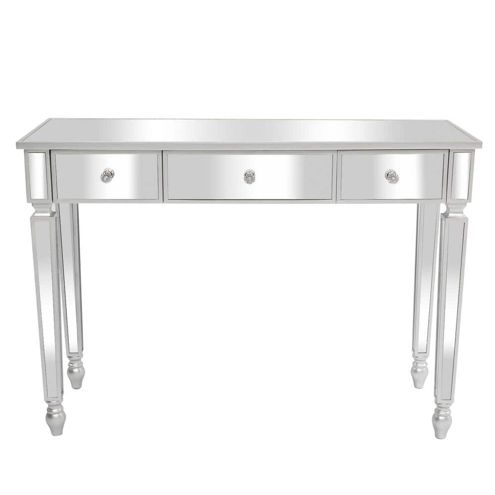 Karl home 3-Drawers Silver Mirror Dressing Table Console