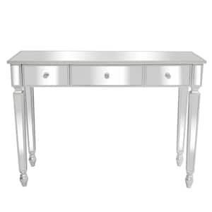 3-Drawers Silver Mirror Dressing Table Console Table (29.9 in. H x 41.7 in. W x 14.9 in. D)