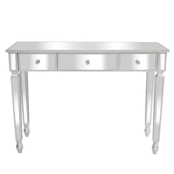 Winado 3-Drawers Silver Mirror Dressing Table Console Table (29.9 in. H x 41.7 in. W x 14.9 in. D)