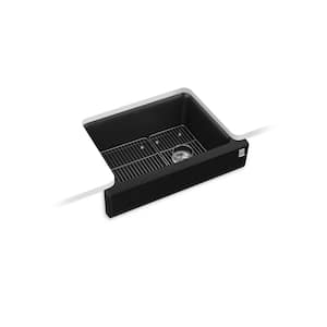 Cairn Matte Black Solid Surface 29.75 in. Single Bowl Undermount Kitchen Sink