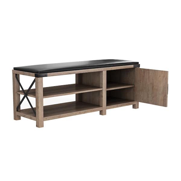 Modern Farmhouse Solid Wood Shoe Storage Entry Bench Rustic Oak