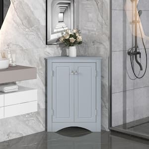 17.2 in. W x 17.2 in. D x 31.5 in. H Blue Triangle Bathroom Linen Cabinet with Adjustable Shelves